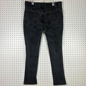 True Religion Geno Relaxed Slim Black Jeans 38x34 Tapered Stretch Streetwear Y2K